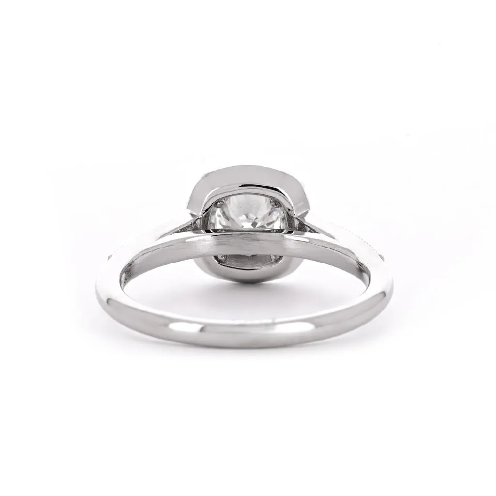 0.67ctw Round Diamond Engagement Ring, Halo, Diamond Band - 14K White Gold