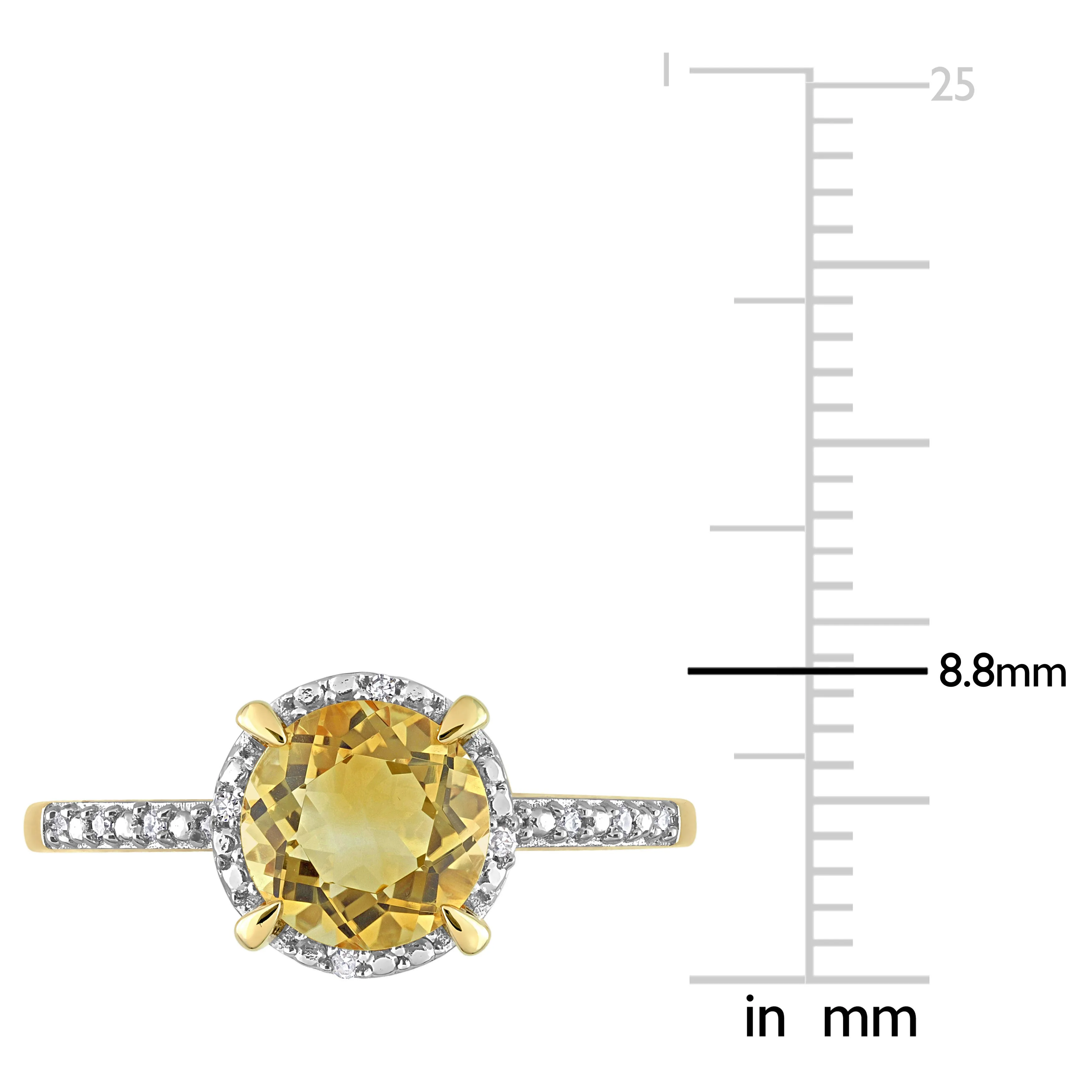 1 1/4 CT TGW Halo Diamond and Citrine Engagement Ring in 10k Yellow Gold