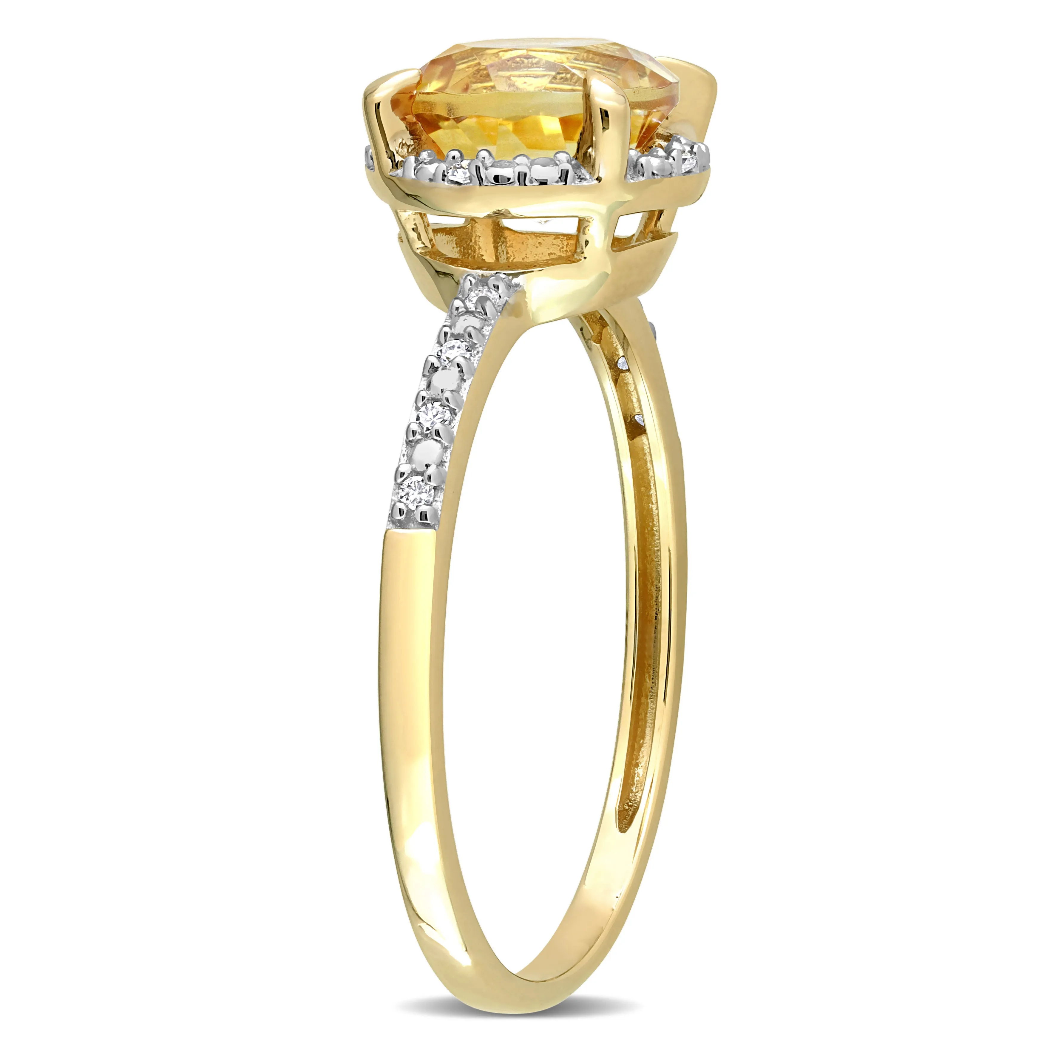 1 1/4 CT TGW Halo Diamond and Citrine Engagement Ring in 10k Yellow Gold