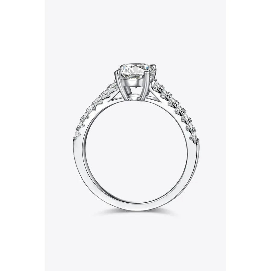 1 Carat Moissanite 925 Sterling Silver Side Stone Ring