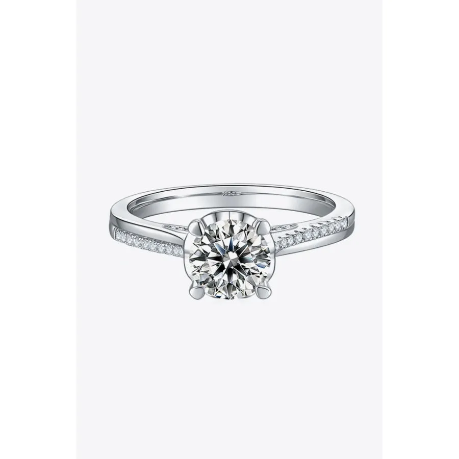 1 Carat Moissanite 925 Sterling Silver Side Stone Ring