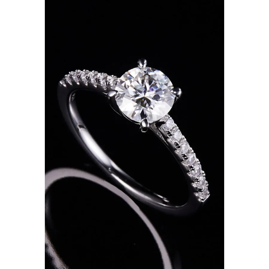 1 Carat Moissanite 925 Sterling Silver Side Stone Ring