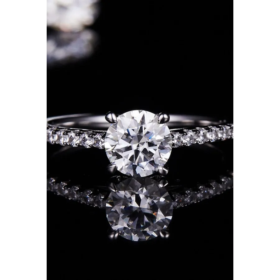 1 Carat Moissanite 925 Sterling Silver Side Stone Ring