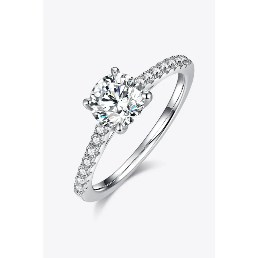 1 Carat Moissanite 925 Sterling Silver Side Stone Ring