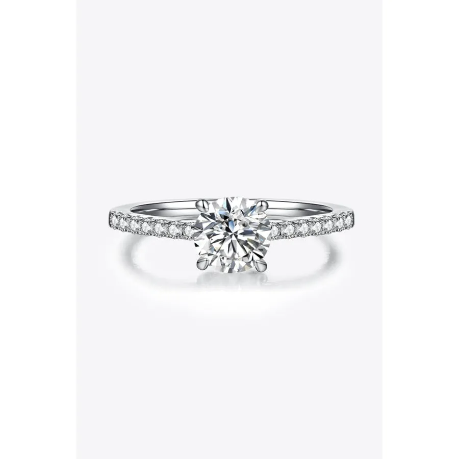 1 Carat Moissanite 925 Sterling Silver Side Stone Ring