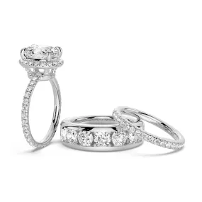 1 CT. Oval Shaped Moissanite Bridal Set with Men's Wedding Band