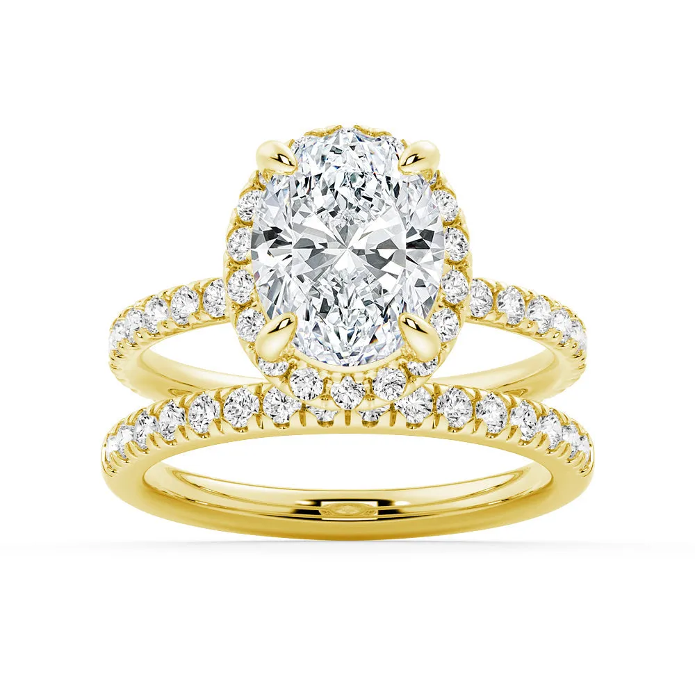 1 CT. Oval Shaped Moissanite Bridal Set with Men's Wedding Band