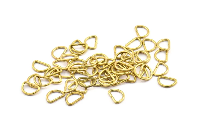 10mm Circle Jump Ring - 50 Raw Brass Semi Circle Connectors Jump Rings (10x7mm) Brs 522 L010