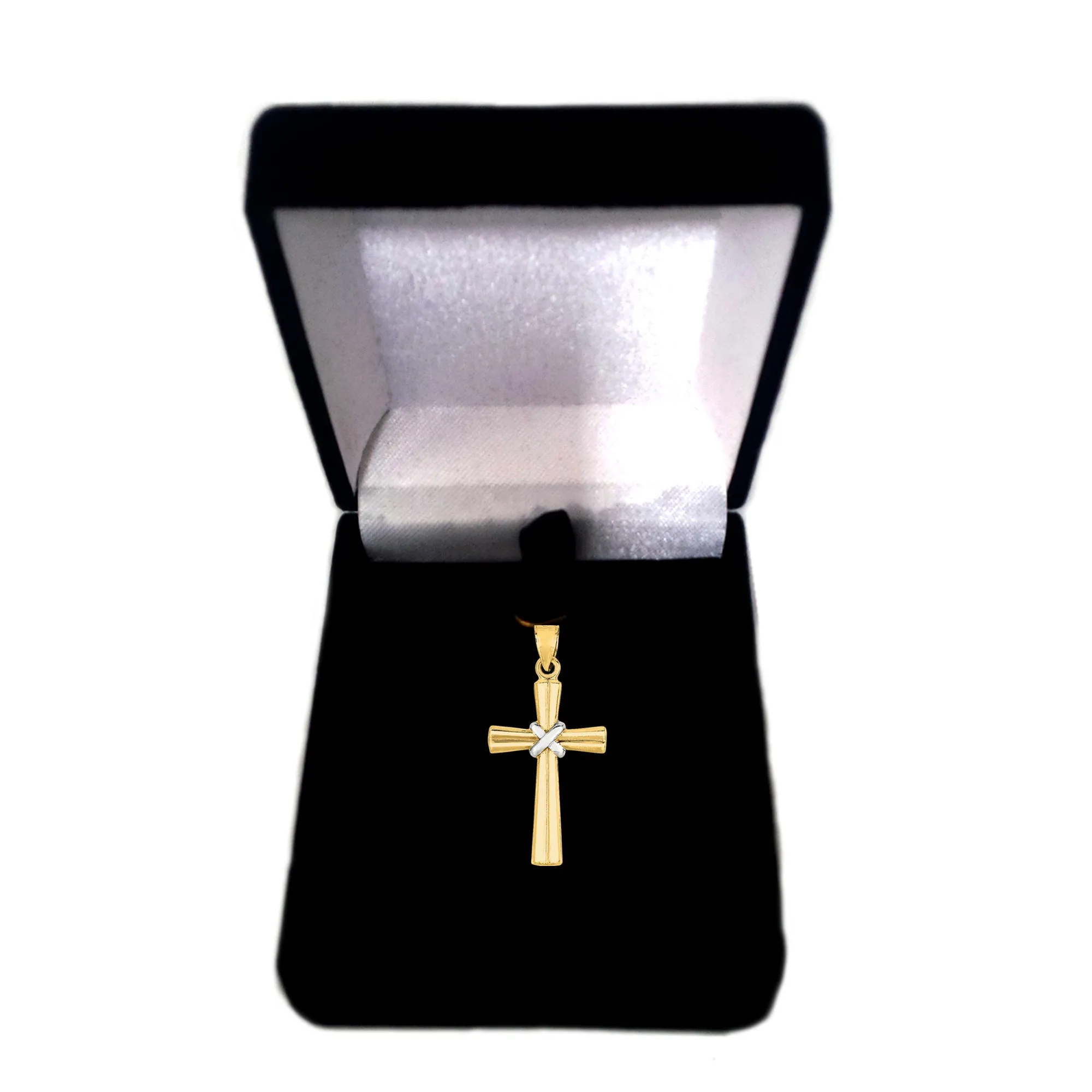 14k 2 Tone Gold Shiny Finish Cross Pendant