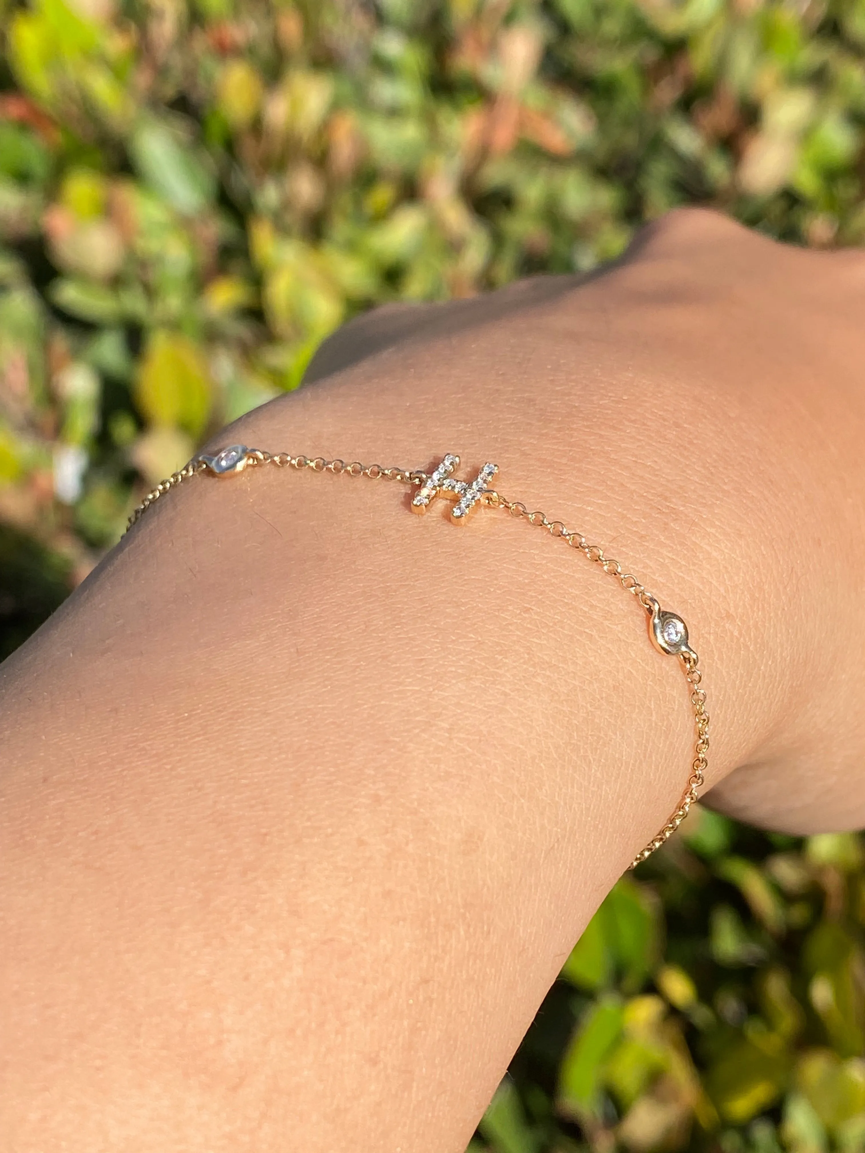 14K Gold Personalized Initial Bezel Bracelet