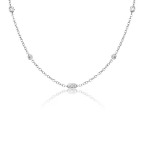 14K WHITE GOLD 18-INCH DIAMOND STATION CABLE NECKLACE 0.71CTW