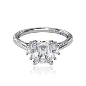 14K WHITE GOLD DIAMOND BAGUETTE ENGAGEMENT RING - SETTING ONLY