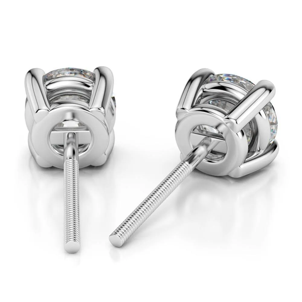 14k White Gold Round Cut Diamond Solitaire Earrings