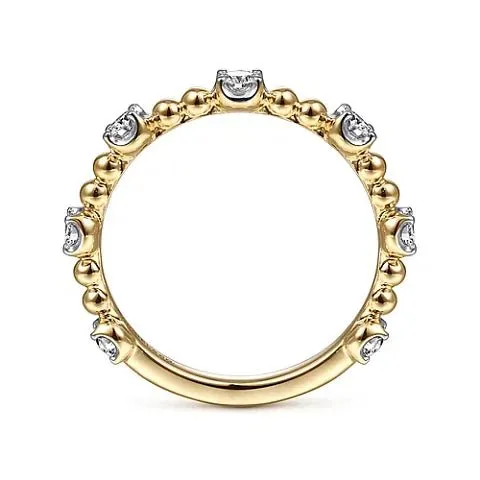 14K Y Gold 0.36cttw SI2/G Diamond Station Ring