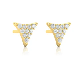 14K YELLOW GOLD DIAMOND PAVE TRIANGLE EARRINGS - 0.28CTW