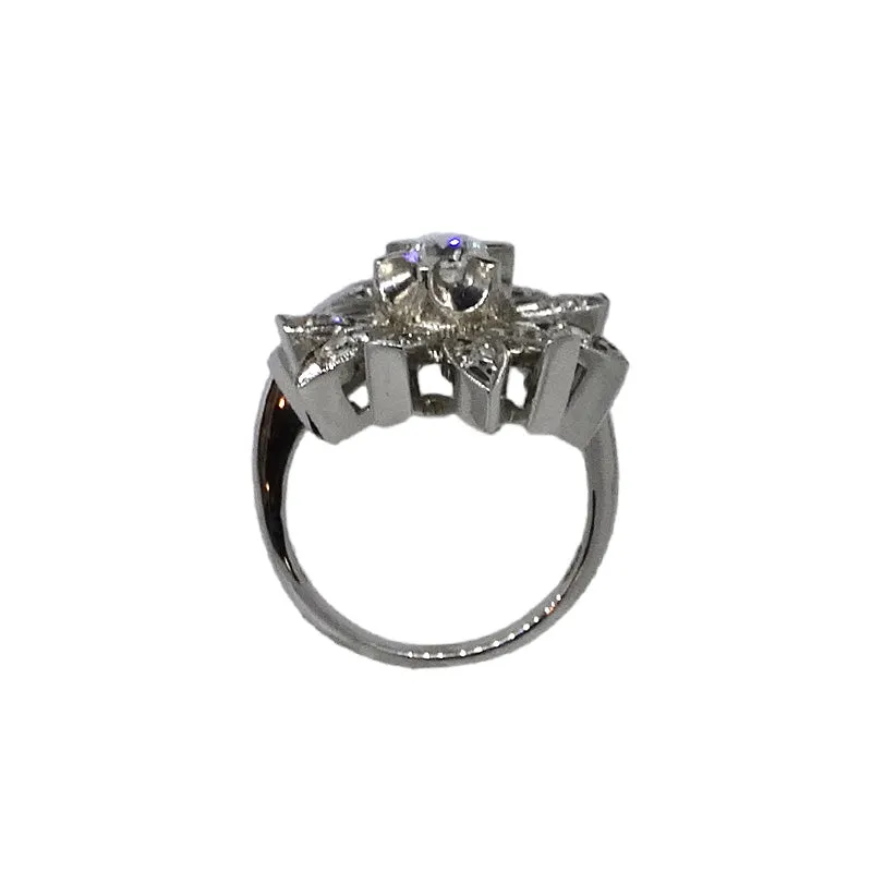 14KT W/G Starburst Diamond Ring