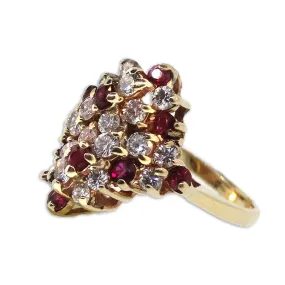 14KT YG Diamond and Ruby Ring