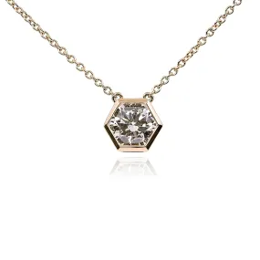 18K ROSE GOLD 0.50CT HEXAGON DIAMOND SOLITAIRE NECKLACE