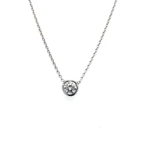 18k White Gold .44Ct Bezel Set Diamond Necklace