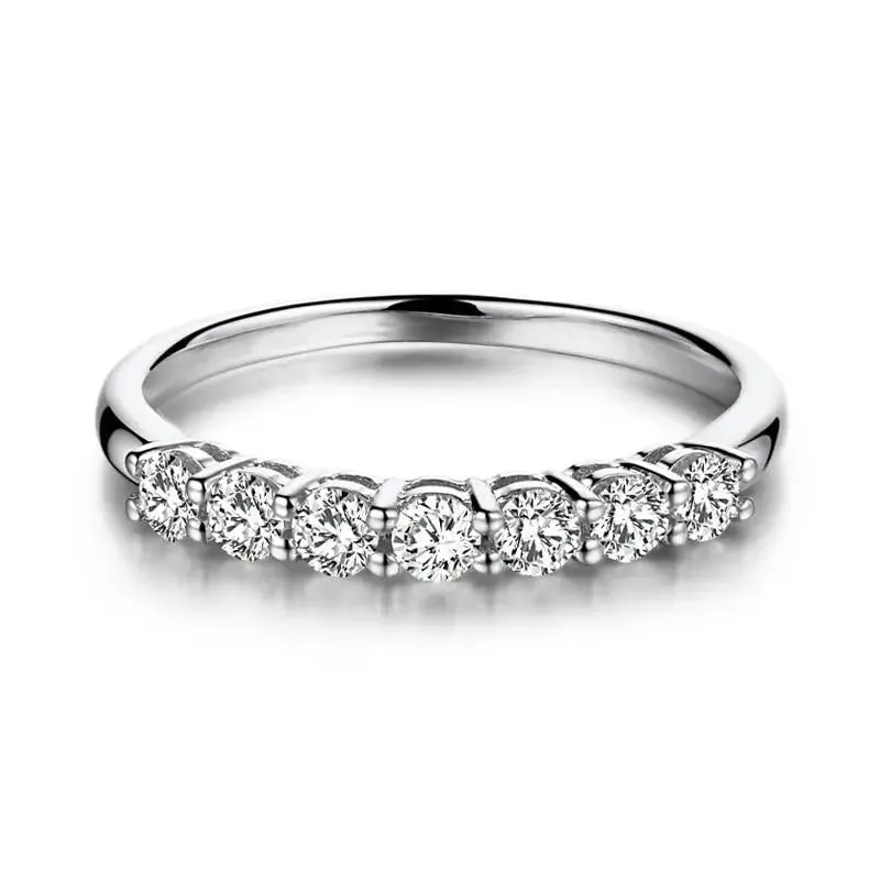 18k White Gold 7 Stone Moissanite Anniversary Wedding Band 0.7ct