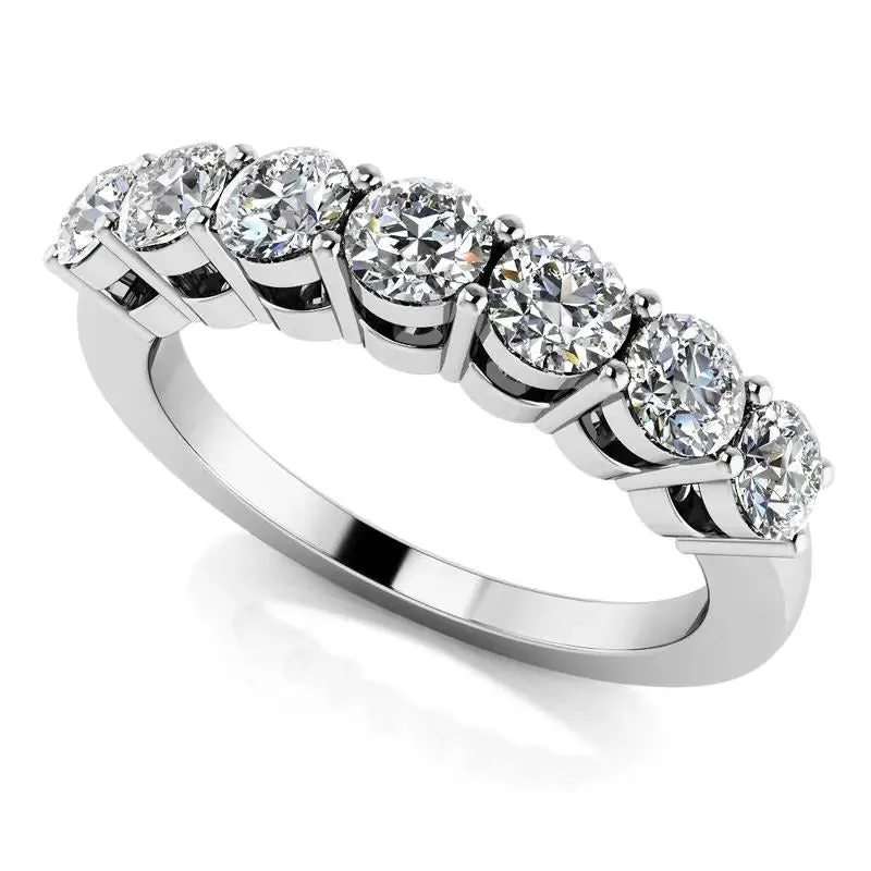 18k White Gold 7 Stone Moissanite Anniversary Wedding Band 0.7ct