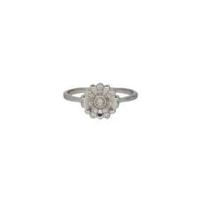 18K White Gold & 0.11 Carat Diamond Ring (2.1gm)