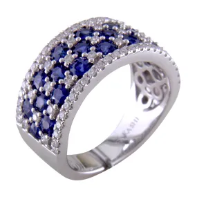 18k White Gold Sapphire & Diamond Wide Right Hand Cocktail Ring