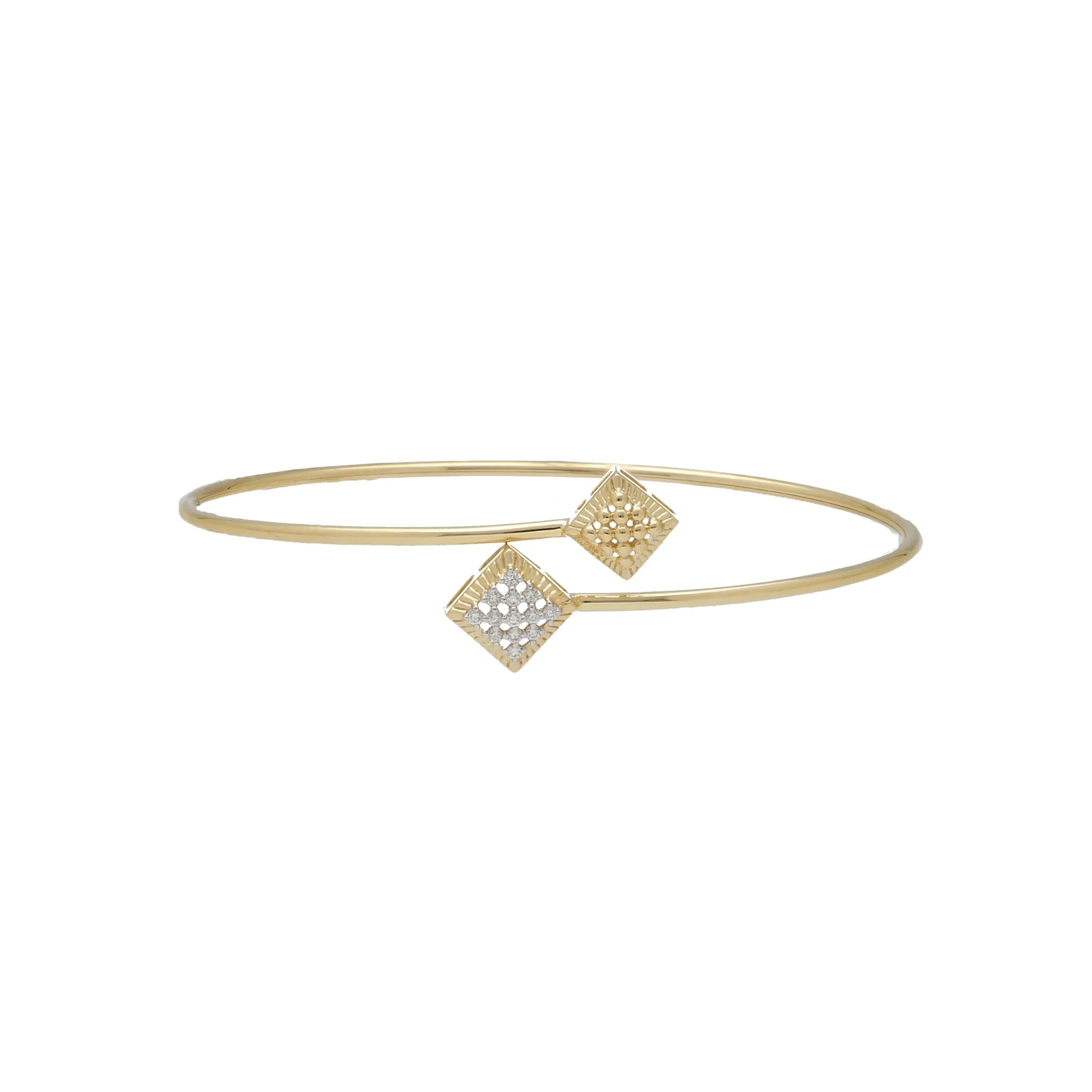 18K Yellow Gold & 0.1 Carat Diamond Bangle (4gm)