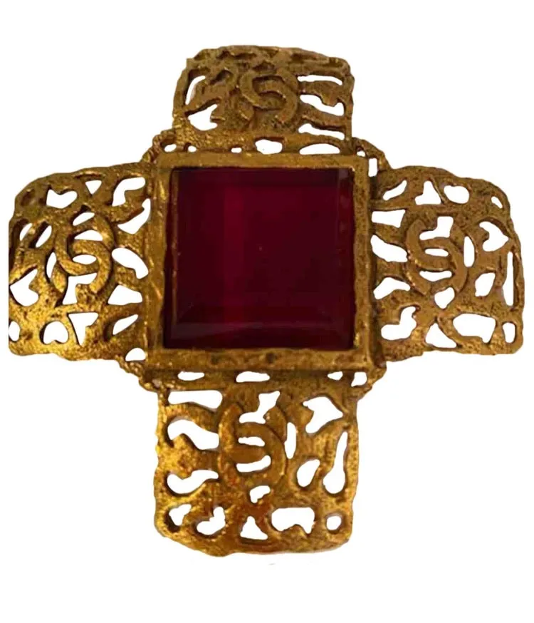 1980’s Collection 25 Vintage Chanel Gold Cross Brooch Pin