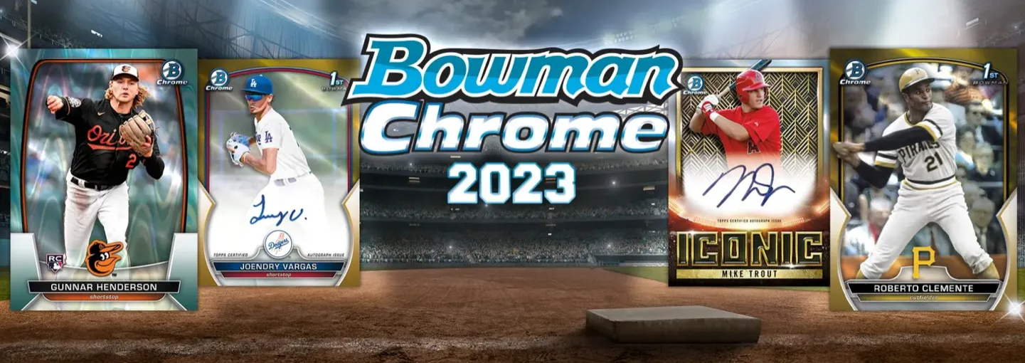 2023 Bowman Chrome Baseball Hobby Box 2 Mini Boxes Per Display, 6 Packs Per Mini Box, 5 Cards Per Pack