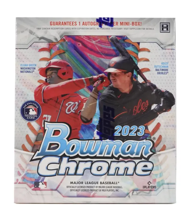 2023 Bowman Chrome Baseball Hobby Box 2 Mini Boxes Per Display, 6 Packs Per Mini Box, 5 Cards Per Pack