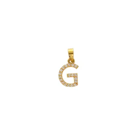 22K Yellow Gold & CZ Letter G Pendant (1.6gm)