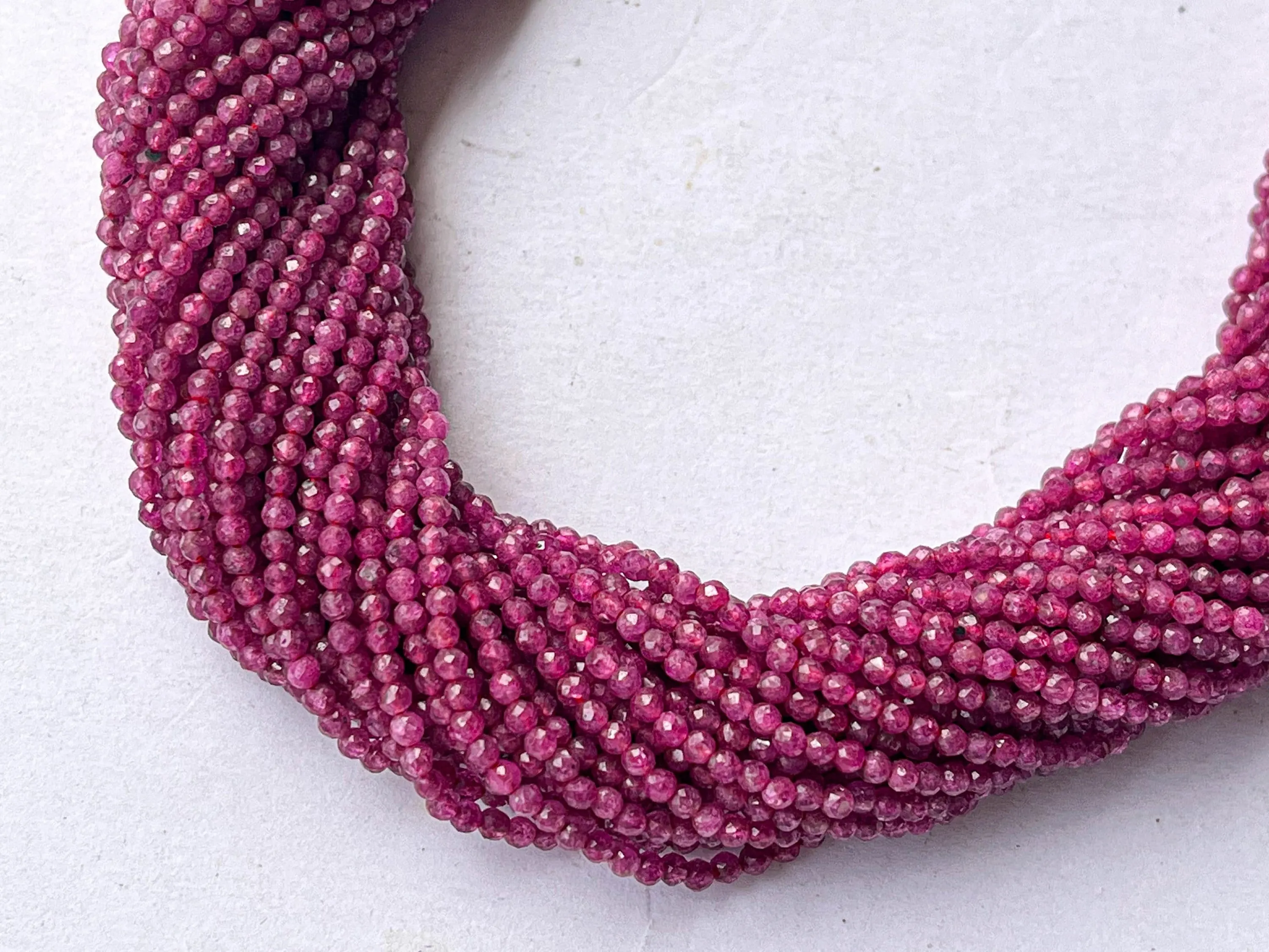 2.50 mm AAA Ruby Micro Faceted Round Spherical Beads