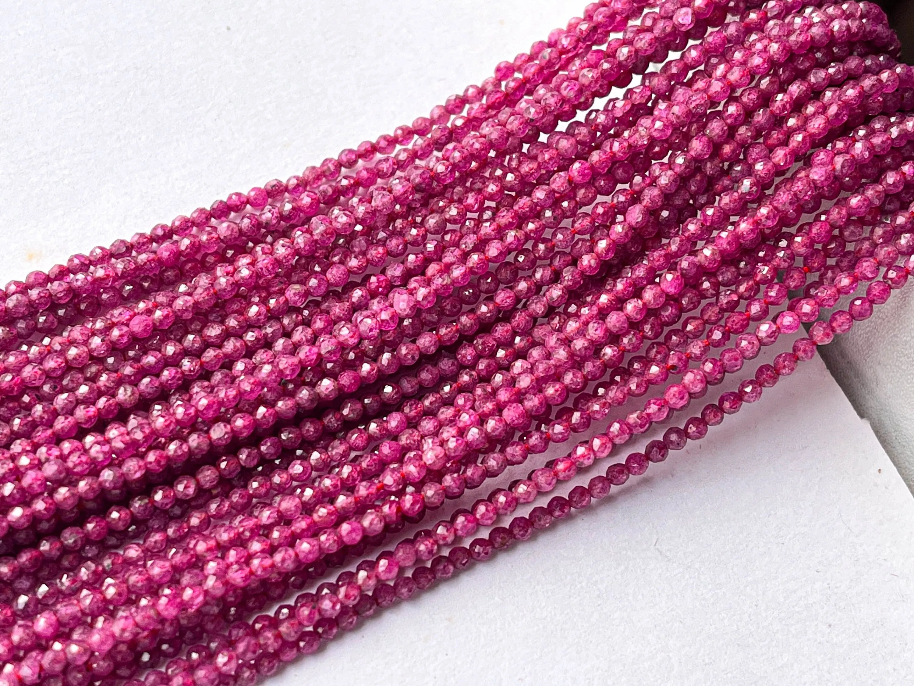 2.50 mm AAA Ruby Micro Faceted Round Spherical Beads