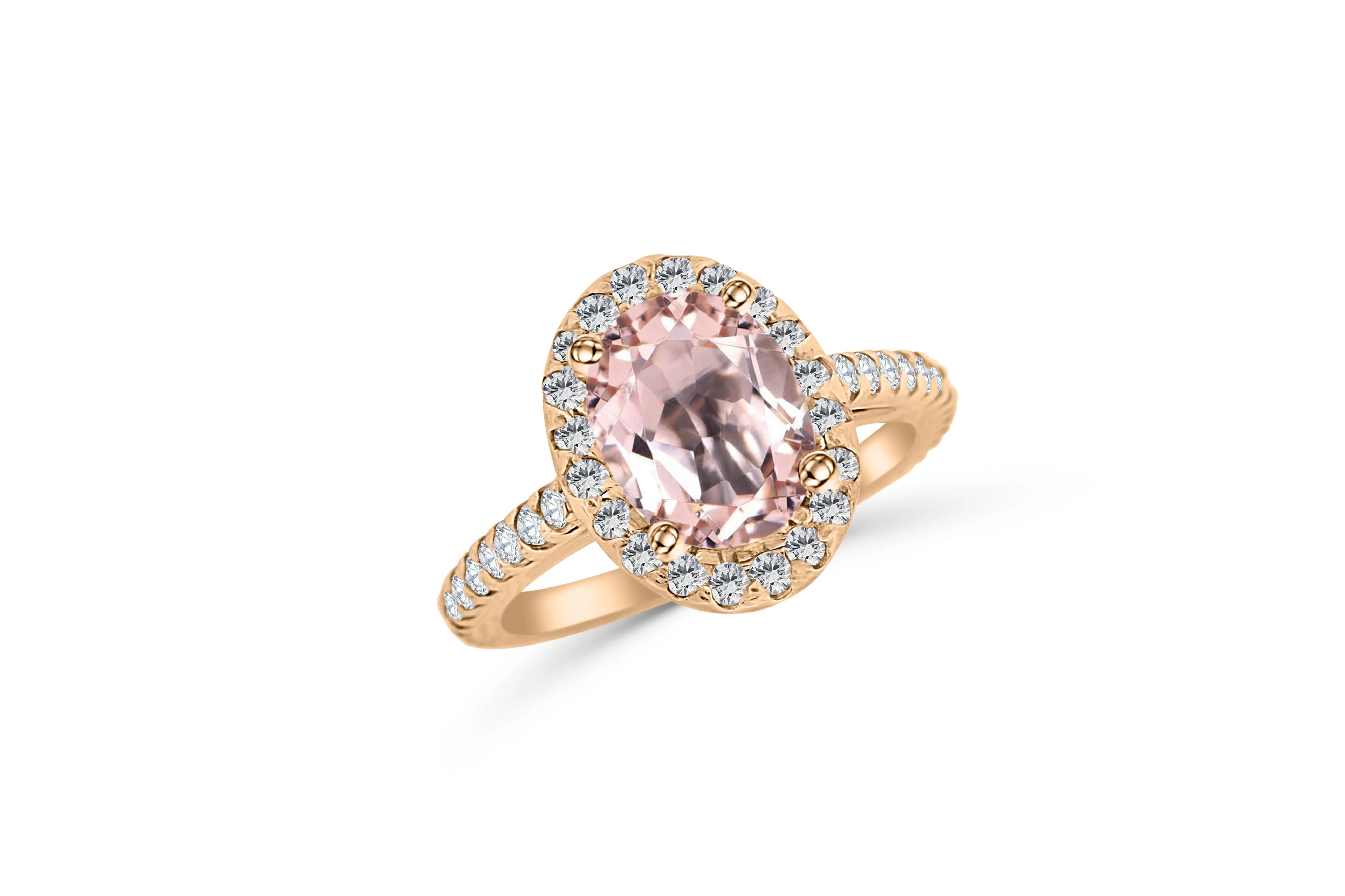 2.76 CT Oval Kunzite Diamond Ring 0.40 CT TW Diamonds 14K Rose Gold KZR001