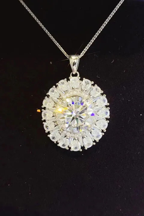 5 Carat 925 Sterling Silver Moissanite Gemstone Pendant Necklace