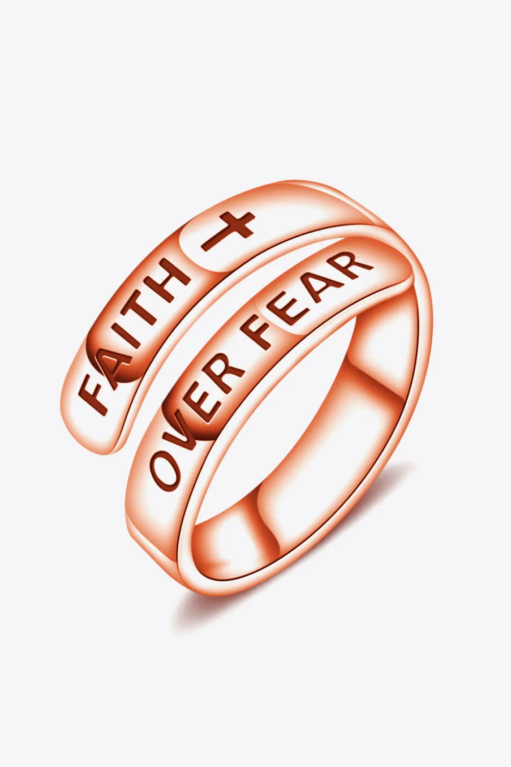 925 Sterling Silver FAITH OVER FEAR Bypass Ring