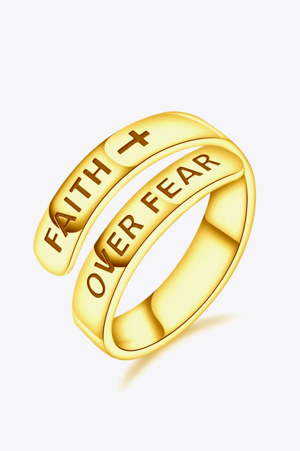 925 Sterling Silver FAITH OVER FEAR Bypass Ring