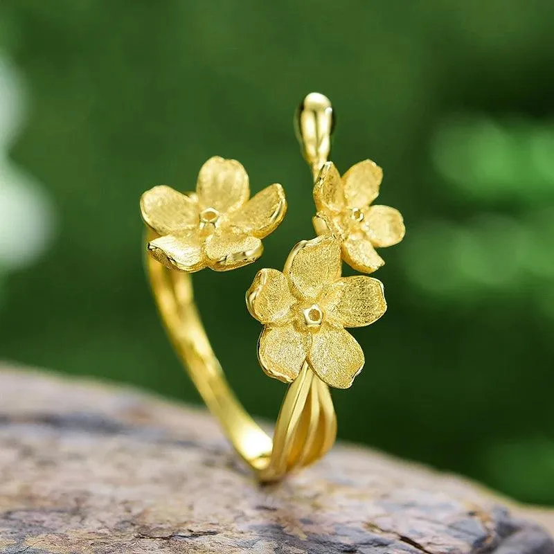 925 Sterling Silver Flower Finger Ring Charm Jewelry LFJD0152