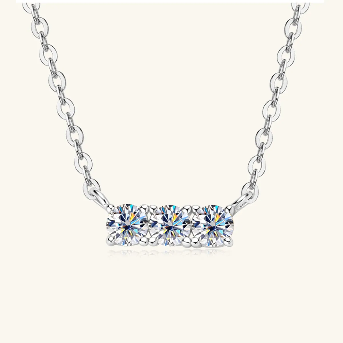 925 Sterling Silver Inlaid Moissanite Bar Necklace