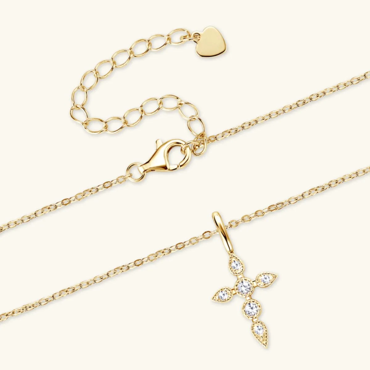 925 Sterling Silver Moissanite Cross Pendant Necklace