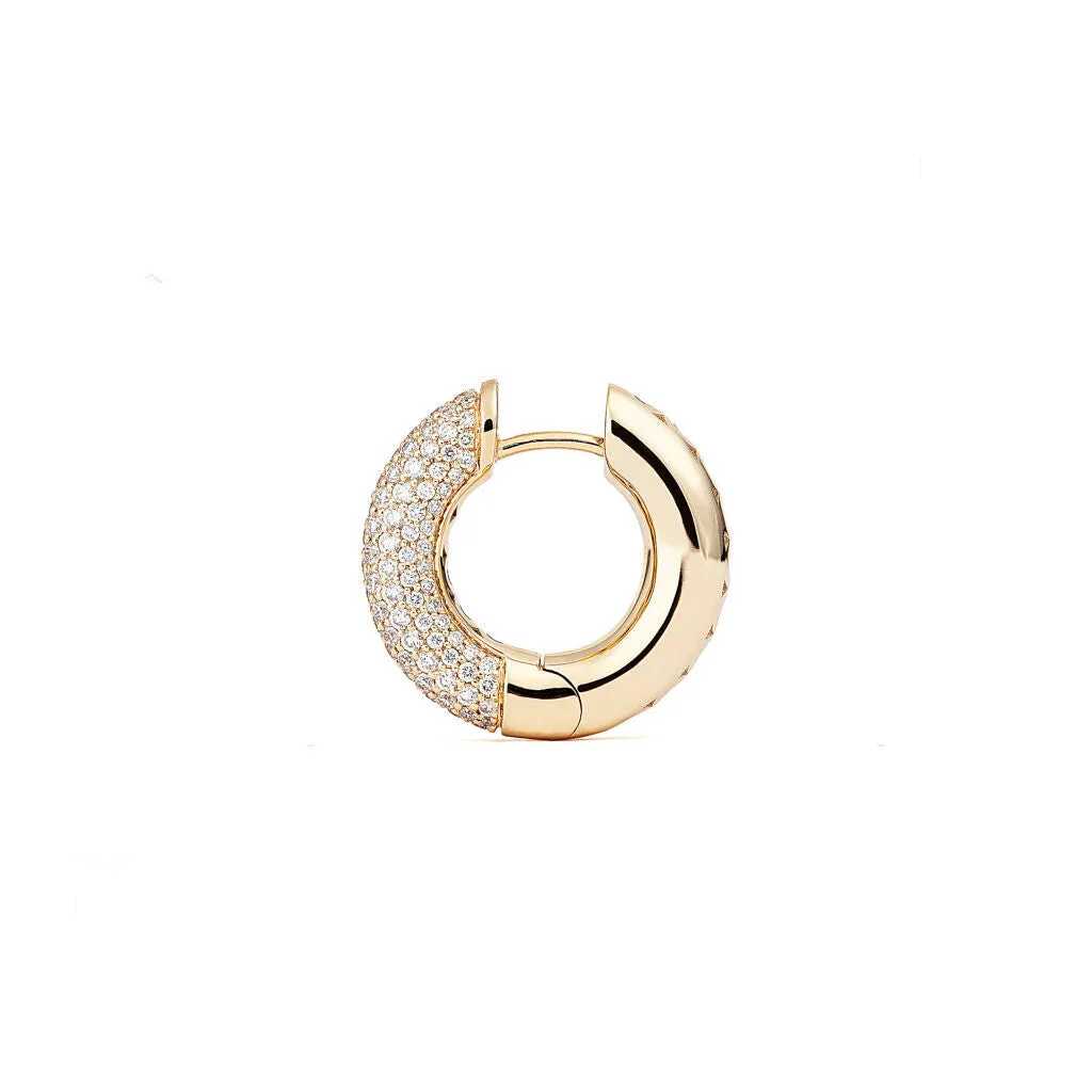 Absolute Medium (Loose) 18K Gold Hoops w. Diamonds