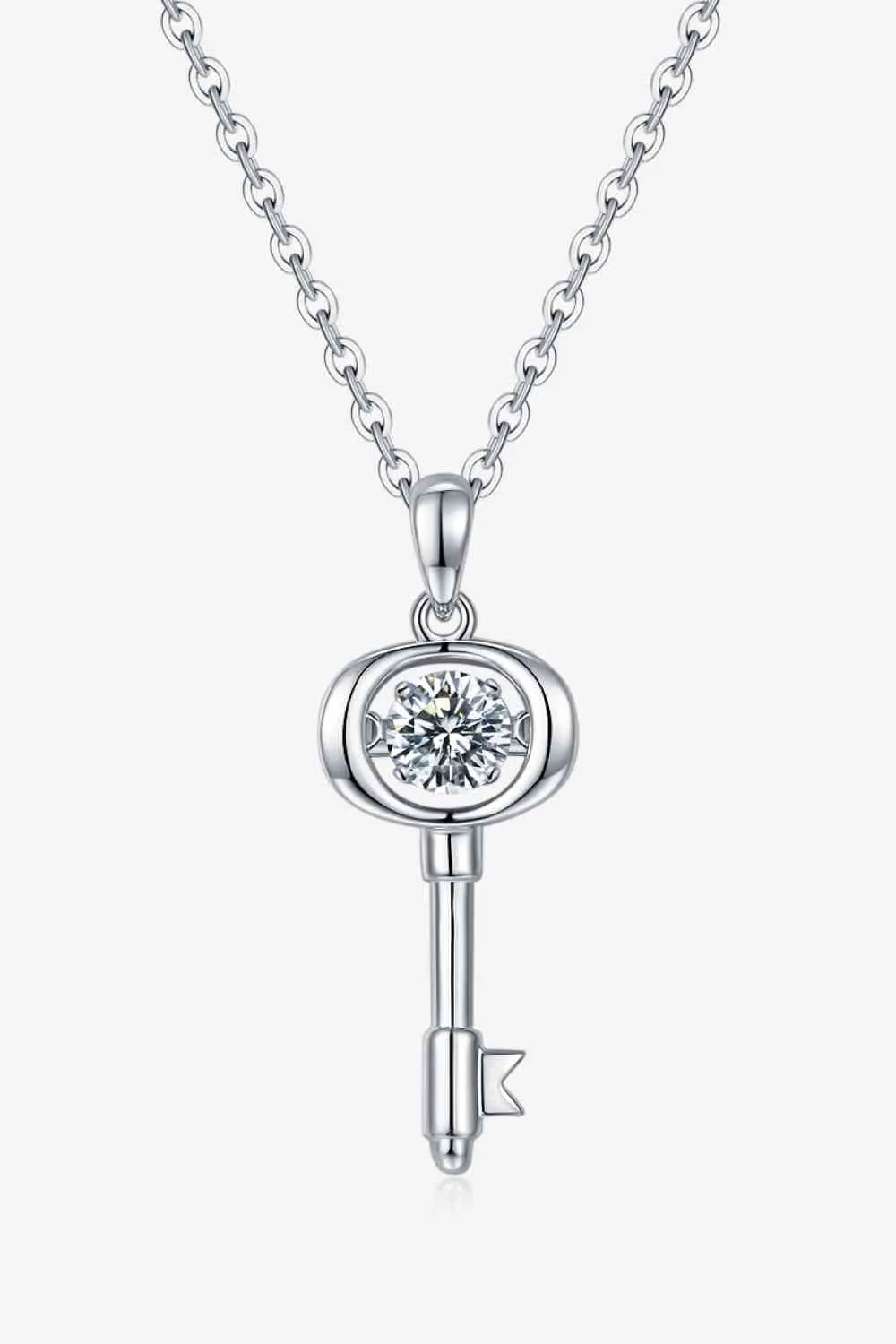 Adored Moissanite Key Pendant Necklace