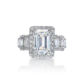 Allison 8 Carat G VVS1 Emerald Cut Diamond Engagement Ring in 18k White Gold