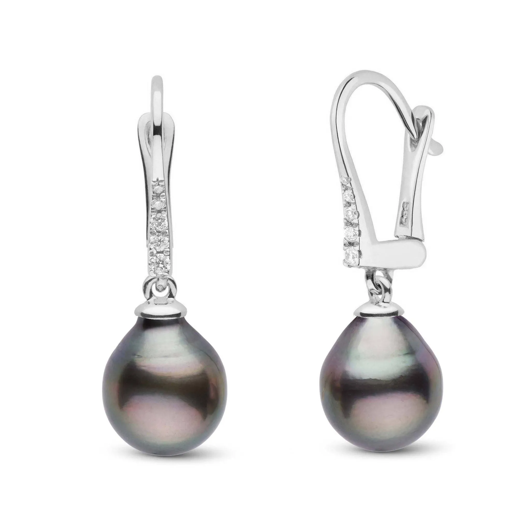 Allure Collection Tahitian Drop 8.0-9.0 mm Pearl & Diamond Dangle Earrings