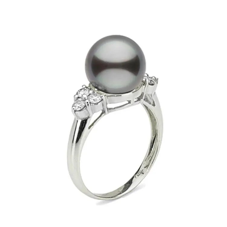 Always Collection 10.0-11.0 mm Tahitian Pearl and Diamond Ring