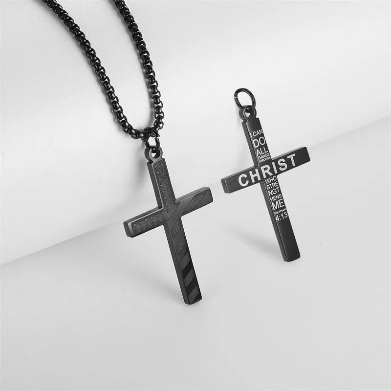 American Flag Cross Necklace for Men Patriotic Jewelry Stainless Steel Chain Religious Gift for Dad Boys