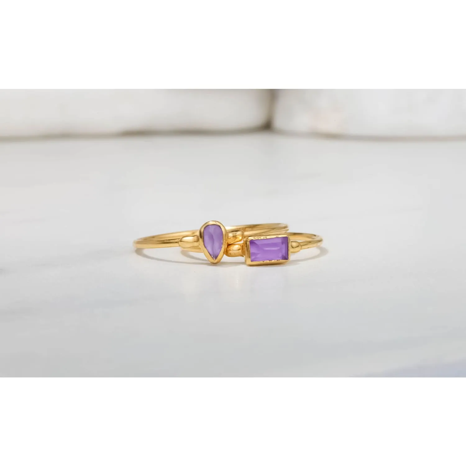 Amethyst Dainty Baguette Ring