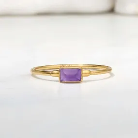 Amethyst Dainty Baguette Ring