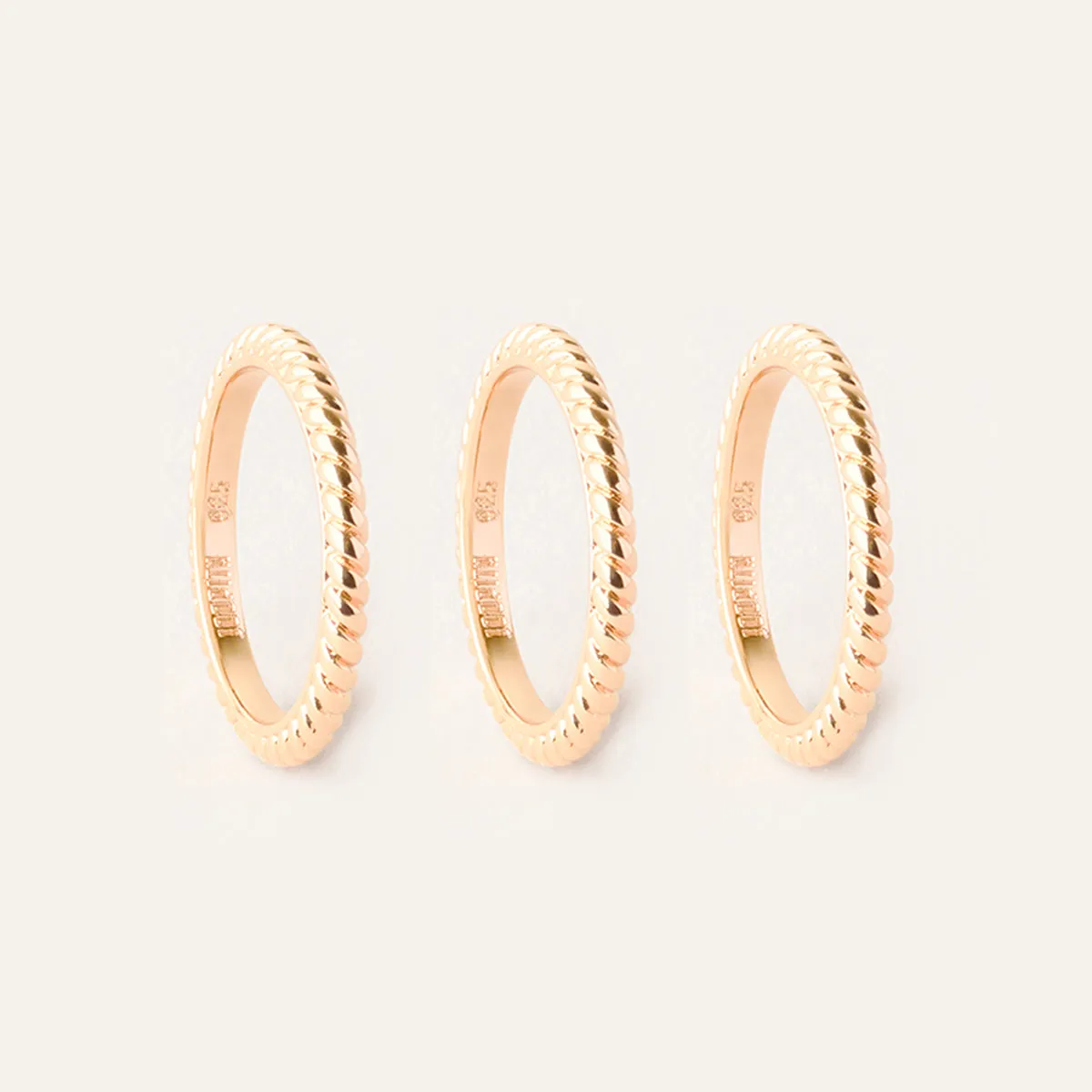 Ana Rope Rings Set in 14kt Gold Over Sterling Silver